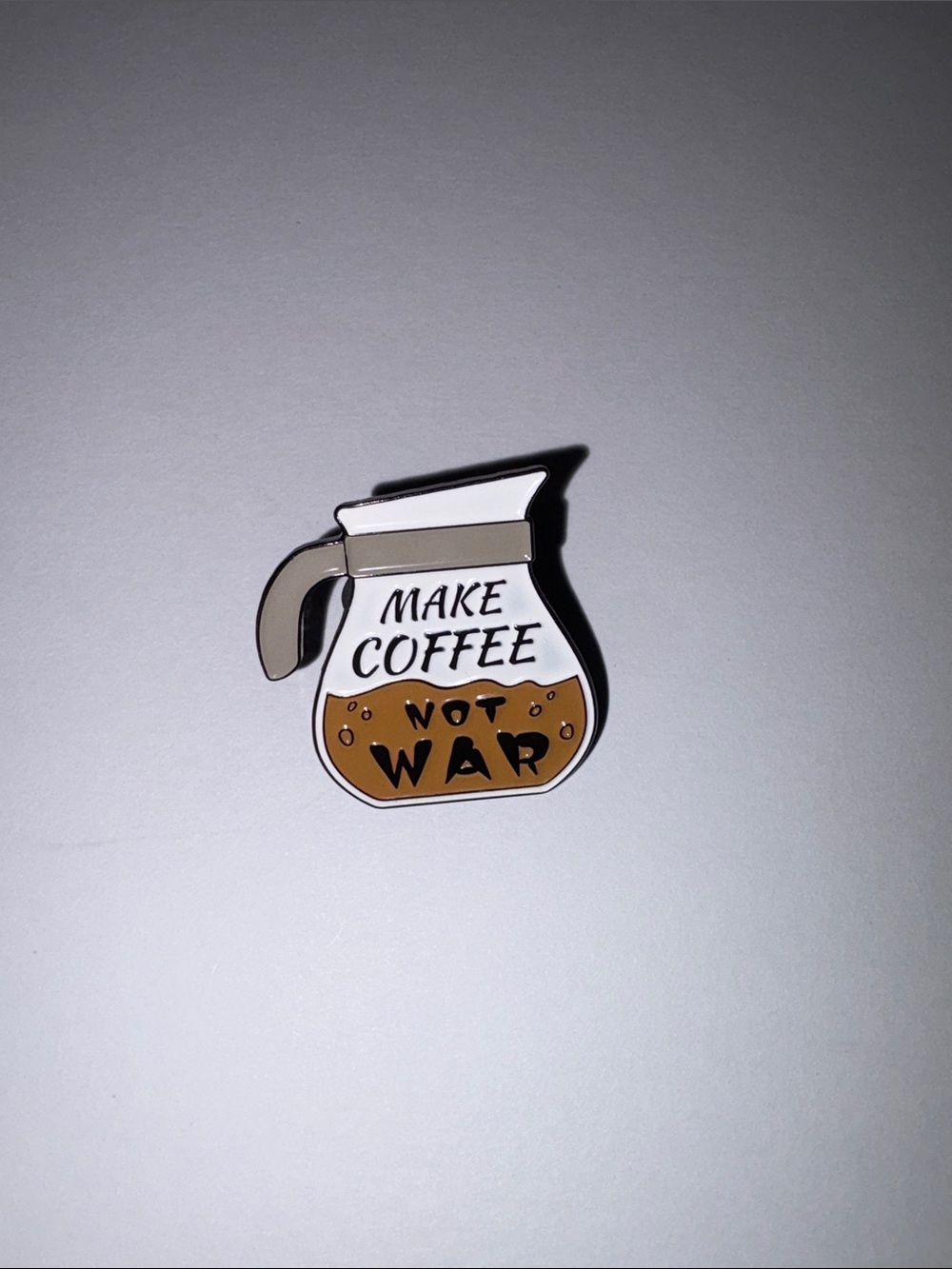 Make Coffee Not War Enamel pin White and Brown